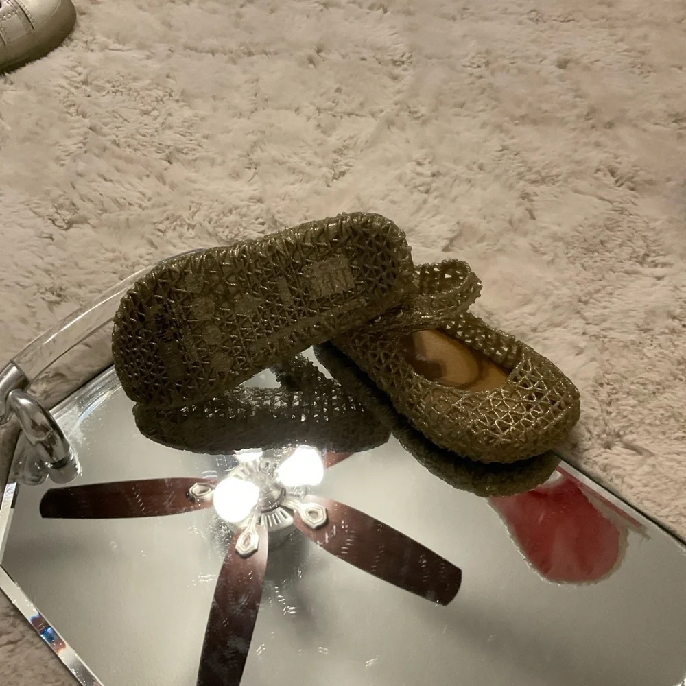 Girls' Gold Jelly Ballet Flats - Kids Shoes
